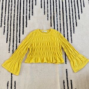Zara Ruched Bell-Sleeved Top